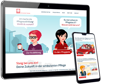 Screenshot Caritas Ambulante Pflege Jobs Website